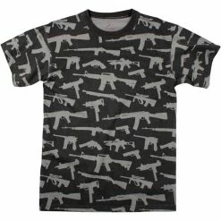 Rothco Black - Vintage Guns & Rifles Military T-Shirt Shirts