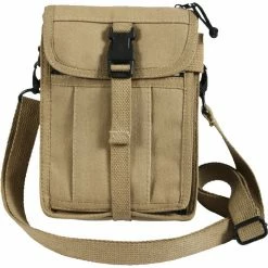 Army Navy Store Khaki - Tactical Canvas Travel Portfolio Shoulder Bag