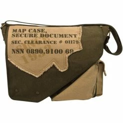 Rothco Olive Drab Tan - Vintage 2-Tone Imprinted Map Case Messenger Bag Bags