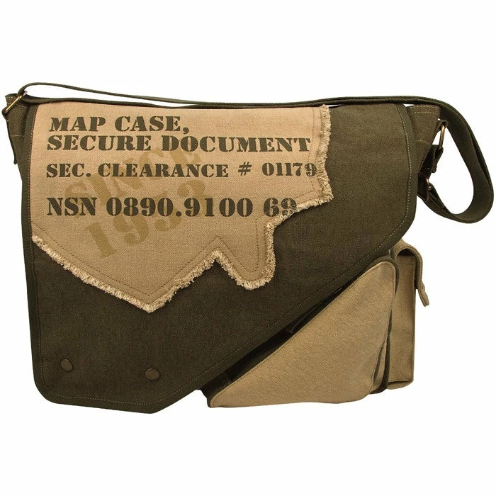 Rothco Olive Drab Tan - Vintage 2-Tone Imprinted Map Case Messenger Bag Bags 3 Rothco Olive Drab Tan - Vintage 2-Tone Imprinted Map Case Messenger Bag Bags