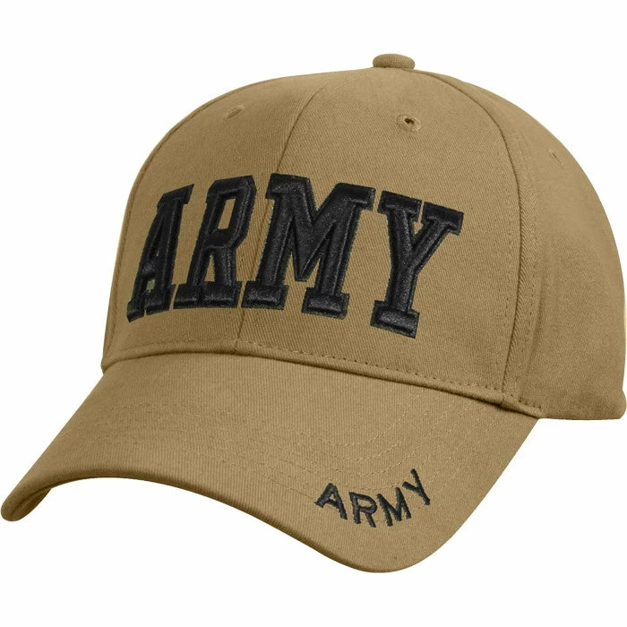 Rothco Coyote Brown - ARMY Deluxe Adjustable Cap With Black Lettering Headwear 3 Rothco Coyote Brown - ARMY Deluxe Adjustable Cap With Black Lettering Headwear