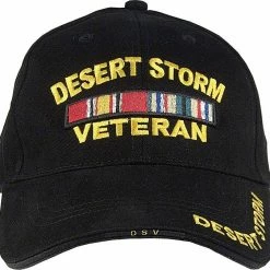 Rothco Black - DESERT STORM VETERAN Low Profile Deluxe Adjustable Cap Headwear