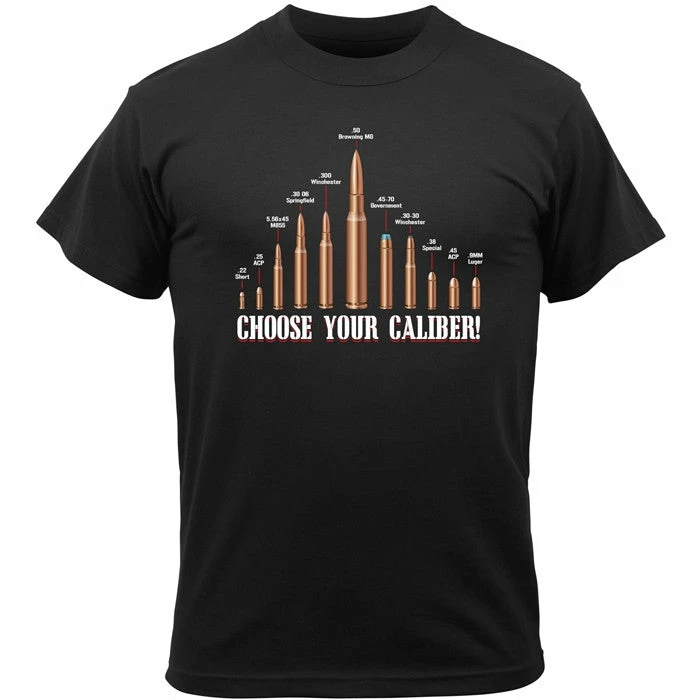 Rothco Black - Vintage CHOOSE YOUR CALIBER T-Shirt 3 Rothco Black - Vintage CHOOSE YOUR CALIBER T-Shirt