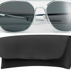 Rothco Chrome - Military 52mm Air Force Pilots Aviator Sunglasses With Case - Smoke Lenses Sunglasses / Goggles / Optics