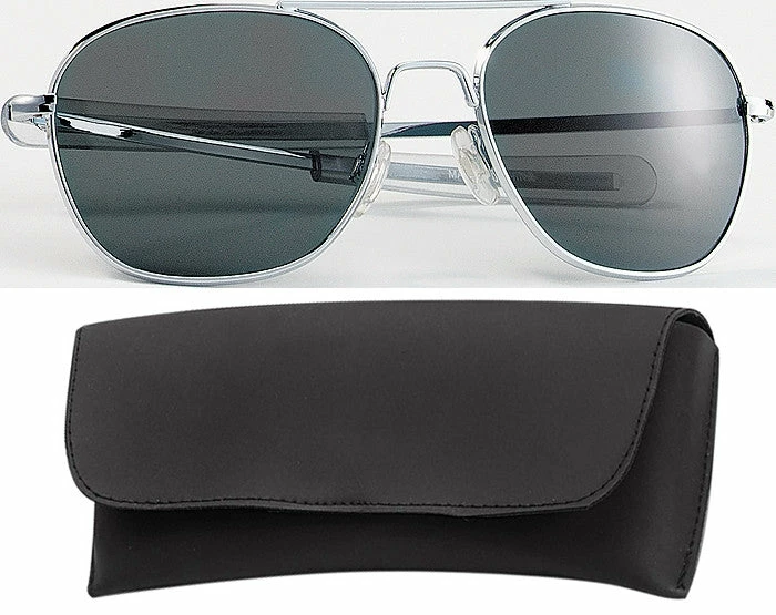 Rothco Chrome - Military 52mm Air Force Pilots Aviator Sunglasses With Case - Smoke Lenses Sunglasses / Goggles / Optics 3 Rothco Chrome - Military 52mm Air Force Pilots Aviator Sunglasses With Case - Smoke Lenses Sunglasses / Goggles / Optics