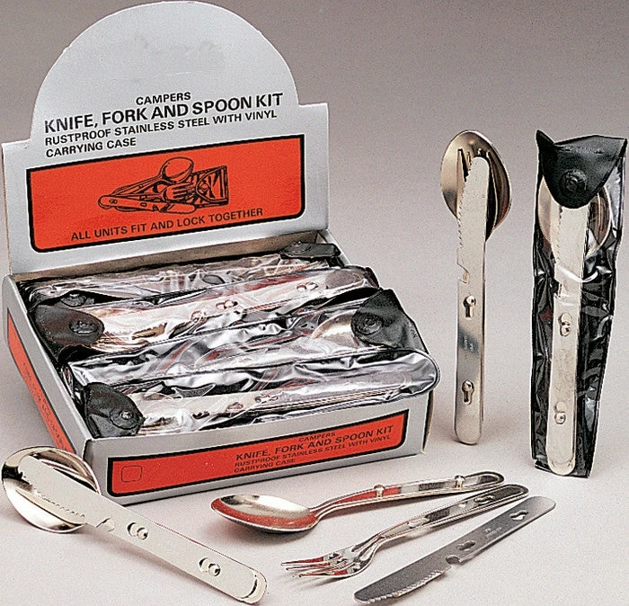 Rothco Camping / Survival Gear Military GI Style 3 Piece Chow Kit - Stainless Steel With Knife Fork Spoon 3 Rothco Camping / Survival Gear Military GI Style 3 Piece Chow Kit - Stainless Steel With Knife Fork Spoon