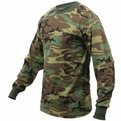 Rothco Woodland Camouflage - Military Long Sleeve T-Shirt Shirts