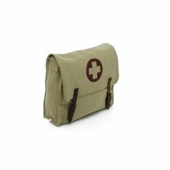 Army Navy Store Bags Khaki - Vintage Medic Shoulder Bag With Red Cross Emblem