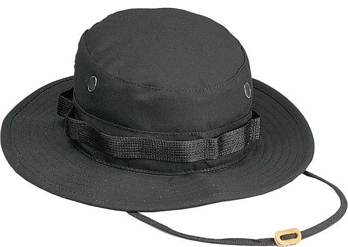 Rothco Headwear Black - Military Boonie Hat - Cotton Ripstop 3 Rothco Headwear Black - Military Boonie Hat - Cotton Ripstop