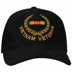 Rothco Black - VIETNAM VETERAN Low Profile Deluxe Adjustable Cap