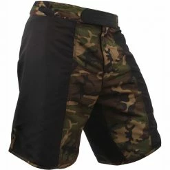 Rothco Black Woodland Camouflage - Two Tone MMA Fighting Shorts