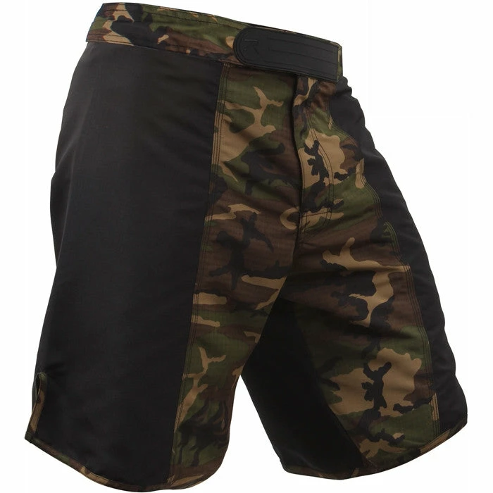 Rothco Black Woodland Camouflage - Two Tone MMA Fighting Shorts 4 Rothco Black Woodland Camouflage - Two Tone MMA Fighting Shorts