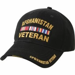 Rothco Black - AFGHANISTAN VETERAN Low Profile Deluxe Adjustable Cap Headwear