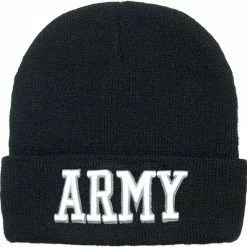Rothco Headwear Black - Deluxe ARMY Embroidered Watch Cap With White Lettering
