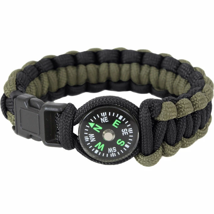 Rothco Paracord / Rope / Rappelling Gear Olive Drab Black - Cobra Weave Compass Paracord Bracelet 3 Rothco Paracord / Rope / Rappelling Gear Olive Drab Black - Cobra Weave Compass Paracord Bracelet