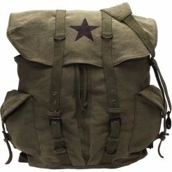 Rothco Olive Drab - Vintage Army Style Backpack With Black Star Emblem