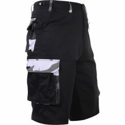Rothco Black With City Camouflage Accents - Military Long Cargo BDU Shorts - Polyester Cotton Twill