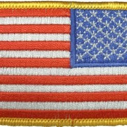 Rothco Patches Red White Blue - Reversed US Flag Sew On Patch With Gold Border