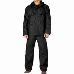 Rothco Black - Heavy Duty 2-Piece PVC Pants & Coat Rainsuit Jackets / Coats