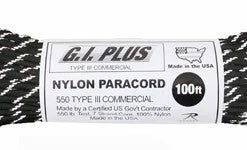 Rothco Paracord / Rope / Rappelling Gear Black Reflective Traces - Military Grade 550 LB Tested Type III Paracord Rope 100' - Nylon USA Made