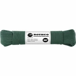 Rothco Paracord / Rope / Rappelling Gear Hunter Green - Polyester 550 LB Tested 100 Feet Paracord Rope