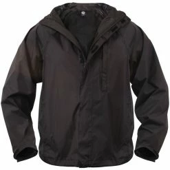 Rothco Black - Military Waterproof Stow 'N Go Rain Jacket