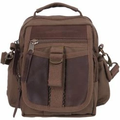 Army Navy Store Brown - Canvas & Leather Travel Shoulder Bag Bags