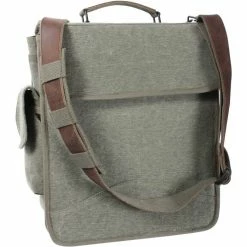 Army Navy Store Vintage Olive Drab - Vintage Canvas M-51 Engineers Field Journey Bag With Leather Accents
