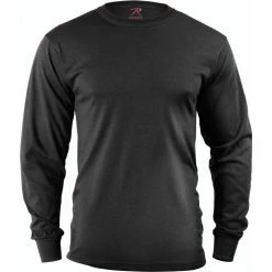 Rothco Shirts Black - Military Long Sleeve T-Shirt