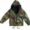 Rothco Woodland Camouflage Black - Reversible Outdoor Hooded Jacket - Nylon Fleece Jackets / Coats
