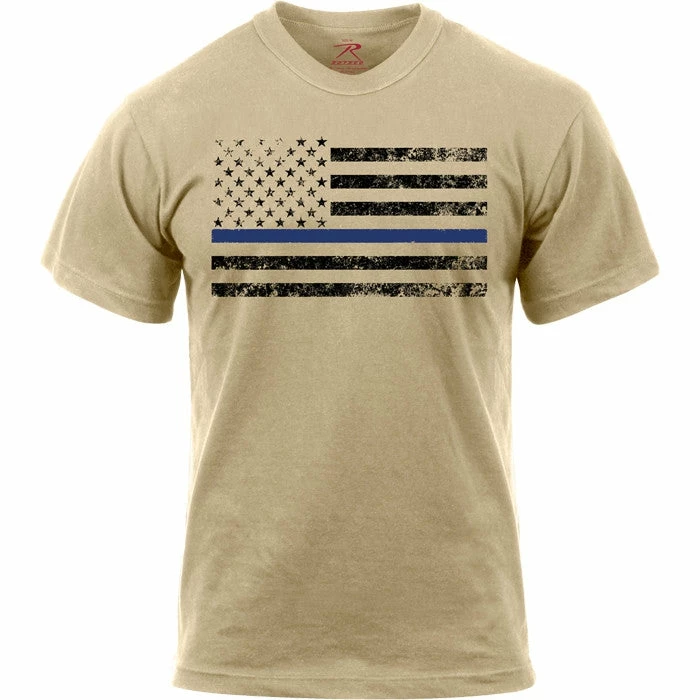Rothco Desert Sand - Thin Blue Line Black American Flag Law Enforcement T-Shirt 3 Rothco Desert Sand - Thin Blue Line Black American Flag Law Enforcement T-Shirt