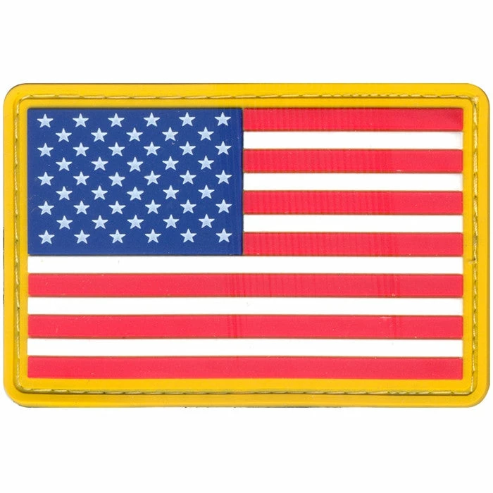 Rothco Patches Red-White-Blue Gold Border - PVC US Flag Patch With Hook Back 3 Rothco Patches Red-White-Blue Gold Border - PVC US Flag Patch With Hook Back