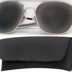Rothco Sunglasses / Goggles / Optics Gold - Military 52mm Air Force Pilots Aviator Sunglasses With Case - Smoke Lenses