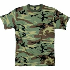 Rothco Woodland Camouflage - Military Heavyweight T-Shirt Shirts