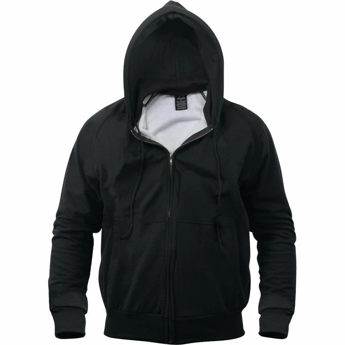 Rothco Shirts Black - Thermal-Lined Zipper Hooded Sweatshirt 3 Rothco Shirts Black - Thermal-Lined Zipper Hooded Sweatshirt