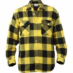 Rothco Shirts Yellow Black - Buffalo Plaid Extra Heavyweight Brawny Flannel Shirt