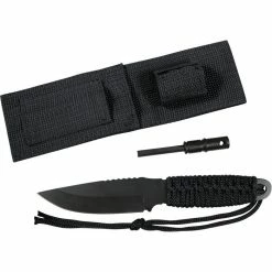 Rothco Camping / Survival Gear Black Tactical Paracord Knife & Fire Starter Kit