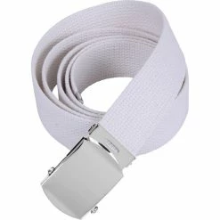Rothco White - Military Web Belt With Chrome Buckle Belts / Suspenders