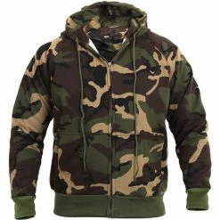 Rothco Shirts Woodland Camouflage - Thermal Lined Zipper Hooded Sweatshirt