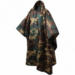 Army Navy Store Rainwear Woodland Camouflage - GI Enhanced Military Style Poncho - Polyester Ripstop