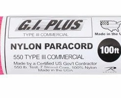 Rothco Paracord / Rope / Rappelling Gear Neon Pink - Military Grade 550 LB Tested Type III Paracord Rope 100' - Nylon USA Made