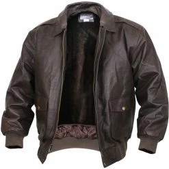 Rothco Brown - Leather Classic A-2 Vintage Military Bomber Flight Jacket