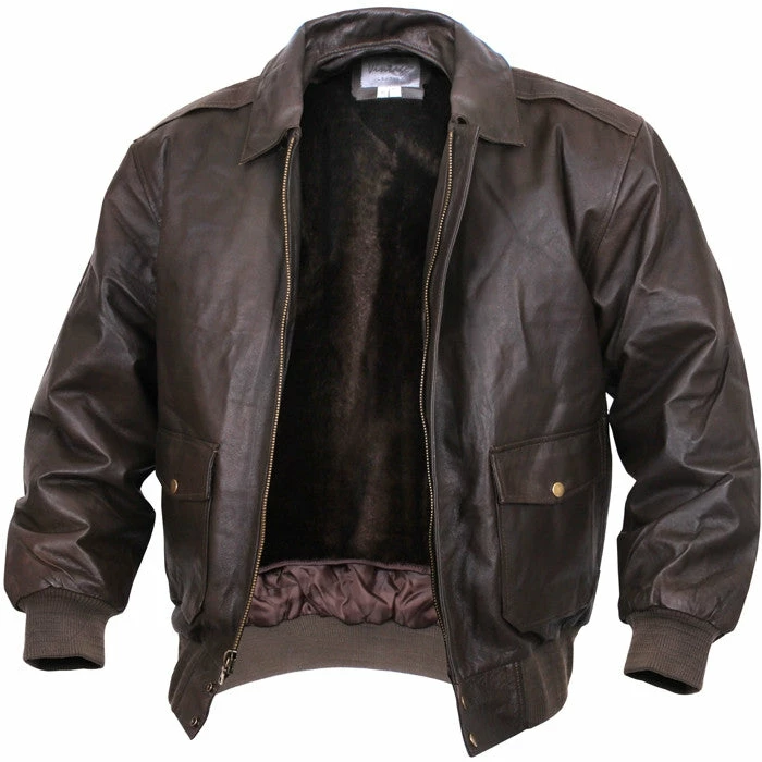 Rothco Brown - Leather Classic A-2 Vintage Military Bomber Flight Jacket 3 Rothco Brown - Leather Classic A-2 Vintage Military Bomber Flight Jacket