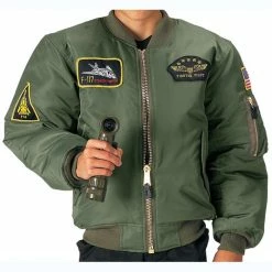 Rothco Jackets / Coats Olive Drab - Kids Top Gun Air Force MA-1 Bomber Flight Jacket With Patches