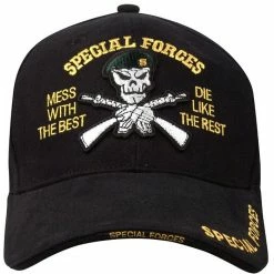 Rothco Headwear Black - SPECIAL FORCES Deluxe Adjustable Cap With Special Forces Emblem